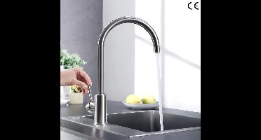 Roestvrij Stalen Keukenkraan 360° Draaibaar - Hoge Druk Eenhands Spoelbakkraan (C-Geborsteld)