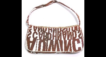 Kinder handtas zilver-bruin met letters - Verjaardagscadeau