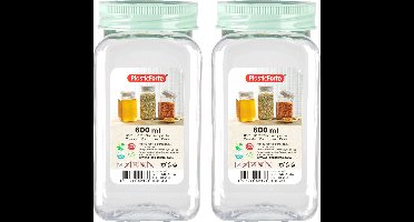 PlasticForte Voorraadpot/bewaarpot - 2x - 600 ml - kunststof - mint groen - B7 x H15 cm