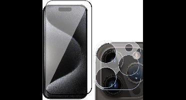Screenprotector geschikt voor iPhone 15 Pro Max & Camera Lens Protector - Gehard Glas Screen Protector FullGuard