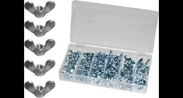 vleugelmoer assortiment - 100 delig - M5, M6, M8