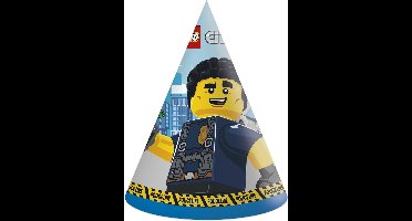 Procos Feesthoedjes Lego City Junior Papier Blauw 6 Stuks