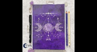Triple Moon Paars Drievoudige Maan Notitieboek Moon Journal Maanboek Schetsboek Book of Shadows Heks magisch spreukenboek Art Journal