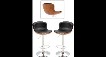 Barkrukken set van 2 - Barkrukken met rugleuning - Barkruk - Modern - Houtkleur/Zwart