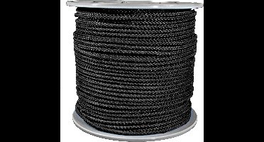 Gevlochten Koord – 100 meter – 8mm - Zwart – Touw - Haspel