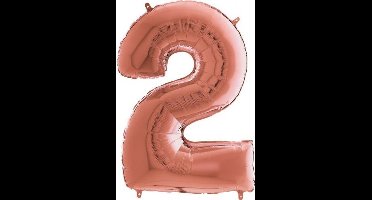 Grabo Balloons - Folieballon - Cijfer 2 - rose goud - 66cm