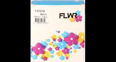FLWR - Printetiket / 40918 / Zwart op Geel - Geschikt voor Dymo