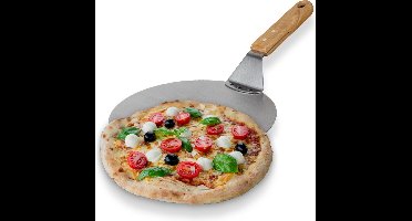 Nonna pizzaschep RVS Ø25,5 - Pizzaspatel rond - BBQ of oven - Houten handvat - Lengte: 43 cm