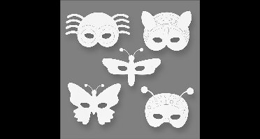 Creotime Insectenmaskers Wit H: 14-17 Cm B: 19,5-23 Cm