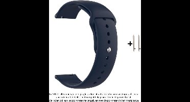 Siliconen Bandje - Geschikt voor 20 mm Smartwatches - Donkerblauw