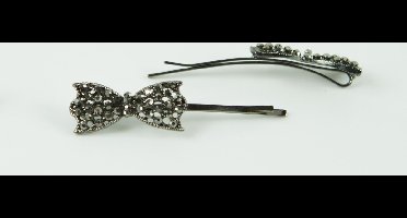 Schuifspelden grijze strik strass