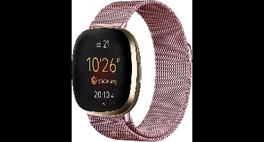 Bandje geschikt voor Fitbit Versa 3 - Roségoud Milanese Band