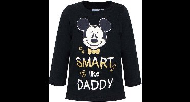 Disney Mickey Mouse Shirt - Lange Mouw - Smart Like Daddy - Zwart/Goud - Maat 74