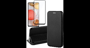 Hoesje geschikt voor Samsung Galaxy A42 - Screen Protector FullGuard - Book Case Kunstleer ThinShield Zwart & Screenprotector