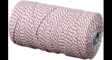 Katoenkoord - Rood/Wit - Touw - spoel 500gr - dikte 2,2mm - lengte 250 mtr (Nr.32)
