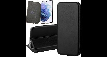 Hoesje geschikt voor Samsung S21 Plus - Book Case Kunstleer Wallet Cover Hoes Zwart