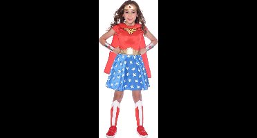 Wonder Woman Kostuum Meisjes - Classic - Verkleedkleren Meisjes - Rood/Blauw - Maat 140