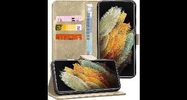 Hoesje geschikt voor Samsung S21 Ultra - Ultra Book Case Kunstleer Wallet - Goud
