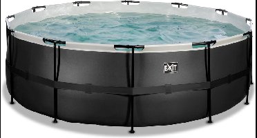 EXIT Black Leather Frame Zwembad ø427 - Opzetzwembad - met Zandfilterpomp - Rond - Zwart