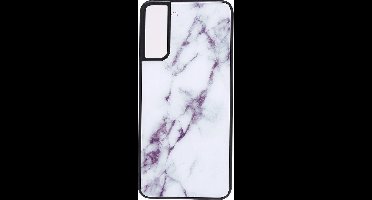 Shop4 - Geschikt voor Samsung Galaxy S21 Hoesje - Harde Back Case Marmer Wit