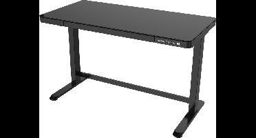Euroseats - Elektrisch verstelbaar zit-sta bureau - zwart frame, zwart glazen blad