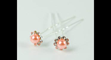 Haarpinnen parel roze met strass