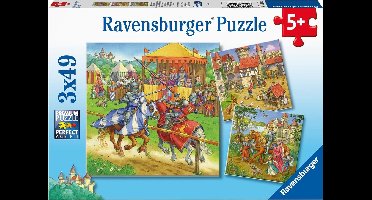 Ravensburger puzzel Riddertoernooi in de Middeleeuwen - 3 x 49 stukjes - kinderpuzzel