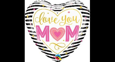 Qualatex - Folieballon Love You MOM Gestreept 46 cm