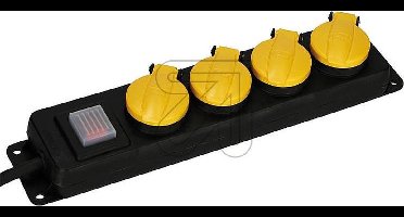 VB stekkerdoos - 4-voudig - 1.5 meter - zwart/geel - voor buiten