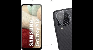 Screenprotector geschikt voor Samsung A12 + Camera Lens - Glas Screen Protector