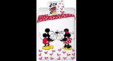 MINNIE MOUSE dekbedovertrek 140x200 cm + kussensloop 63x63 cm - Wit & Rood