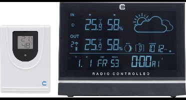 Cresta Care 370316390 Digitaal -, zendergestuurd weerstation | Voor binnen en buiten | Elektronische barometer | Draadloze sensor voor buitentemperatuur en luchtvochtigheid | Maanstand | Weersvoorspelling