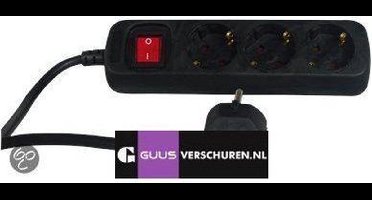 REV tafelstekkerdoos 3-voudig 1,4 m zwart met schakelaar