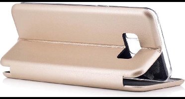 Hoesje geschikt voor Samsung Galaxy S8 - Kunstlederen Wallet Case Goud met Magneet sluiting - Portemonnee Hoesje - Book Case - Flip Cover - Klap - 360 beschermend Telefoonhoesje (Gold)