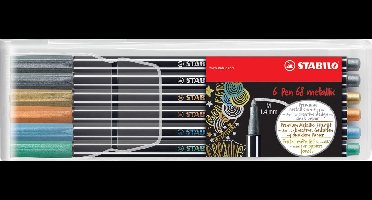 STABILO Pen 68 Metallic Viltstiften - Etui 6 stuks