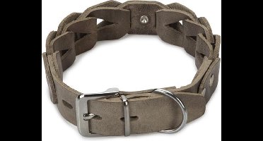 Beeztees Connex - Halsband Hond - Leer - Grijs - 55 cm x 30 mm