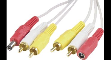 Deltaco MM-80A 3.0 meter, 2x RCA (M/M) + DC-plug (M/F, 5.5x2.1)