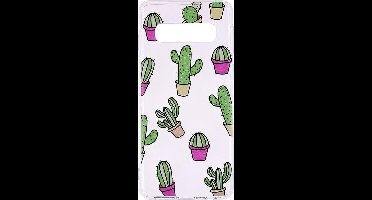 Shop4 - Samsung Galaxy S10 Hoesje - Zachte Back Case Cactussen Transparant