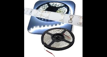5 meter - koud wit 6000K - LED strip - 12 volt - 5050 SMD - dimbaar-60 leds NWP