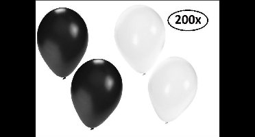 Ballonnen helium 200x zwart en wit - ballon helium lucht black and white festival gangster maffia feest party