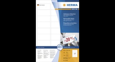 Herma Verwijderbare Etiketten 10314 100 Vellen Sticker 200 Eenheden Wit
