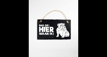 Paper Dreams Waakbord Engelse Buldog 15 X 25 Cm Leisteen