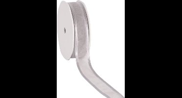 Satin edge Organzalint Licht grijs - 25 mm / 25 mtr.