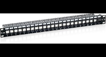 Equip 769224 Cat.6 Panel for 24 Keystone Jacks, unshielded, black