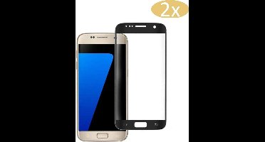 2x Screenprotector geschikt voor Samsung Galaxy S7 - Tempered Glass Glazen Screen Protector - Volledig Beeld Dekkend - Transparant Zwart van iCall