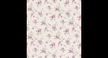 Dollhouse engelse bloemen behang (vlakvinyl, wit oudrose)