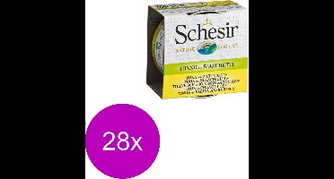 Schesir Kat Bouillon 70 g - Kattenvoer - 28 x Tonijn&Ansjovis Blik