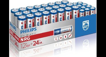 Philips Power Alkaline 36 Pack - 24 AA & 12 AAA Voordeelverpakking