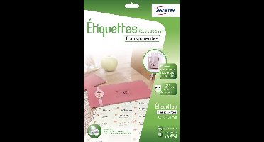 Avery J8560CL, Transparant, Zelfklevend printerlabel, A4, Polyester, Inkjet, Permanent