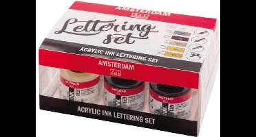 Amsterdam Lettering set 6 flacons 30ml Acrylic Ink acrylinkt